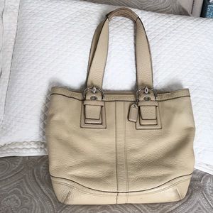 Coach bag pocketbook purse cream tan authentic